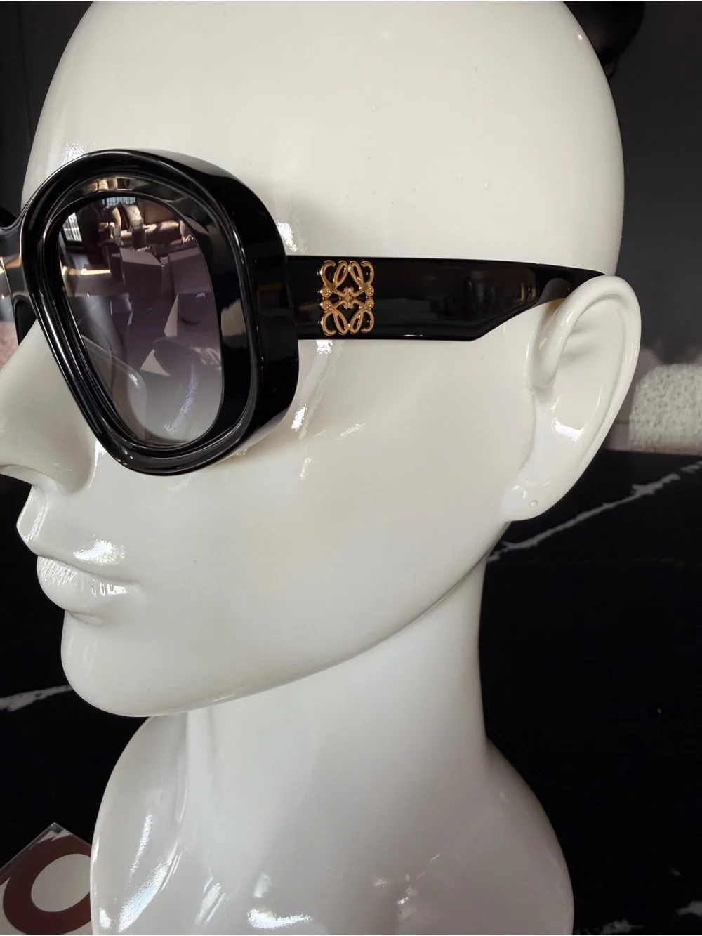 Loewe Black Oversized Sunglasses with Gradient Purple Lenses